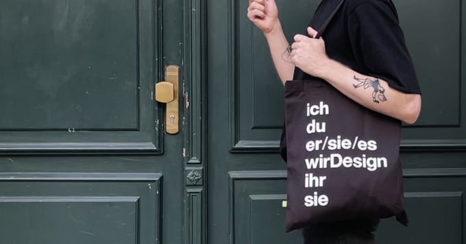 wirDesign Beutel mit Schriftzug